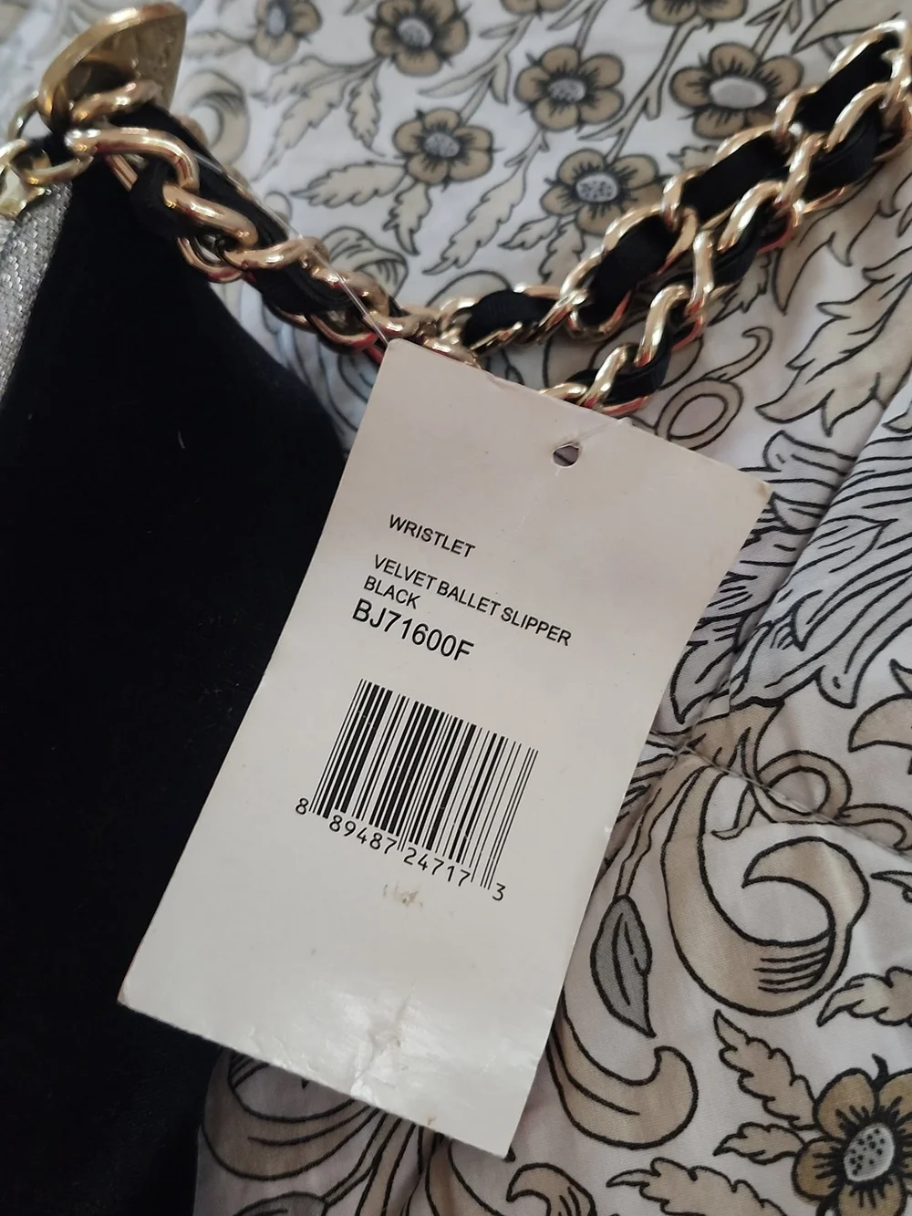 Betsey Johnson Black Velvet Bow with Crystal & Chain Detail Wristlet